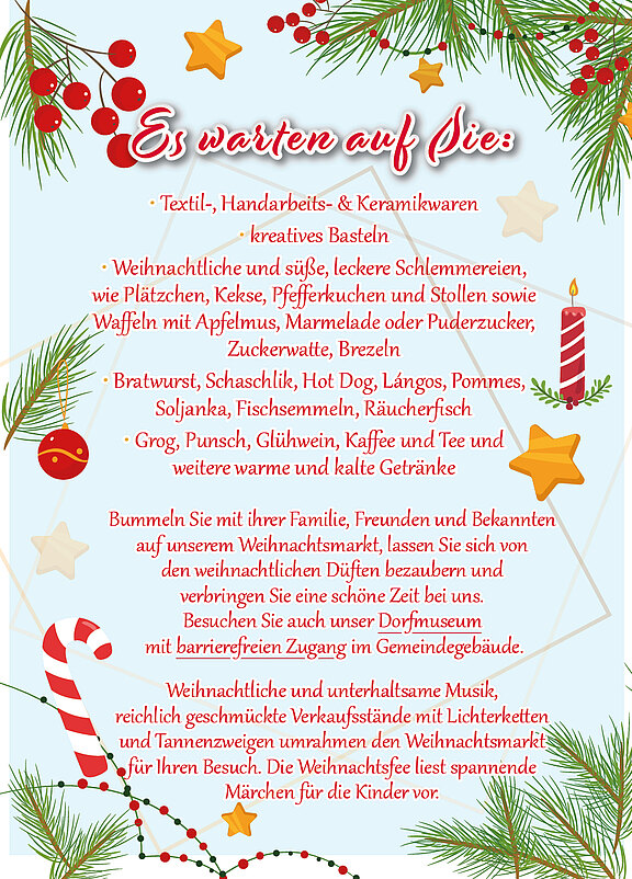 Infoflyer zum Weihnachtsmarkt 2025 - Rückseite